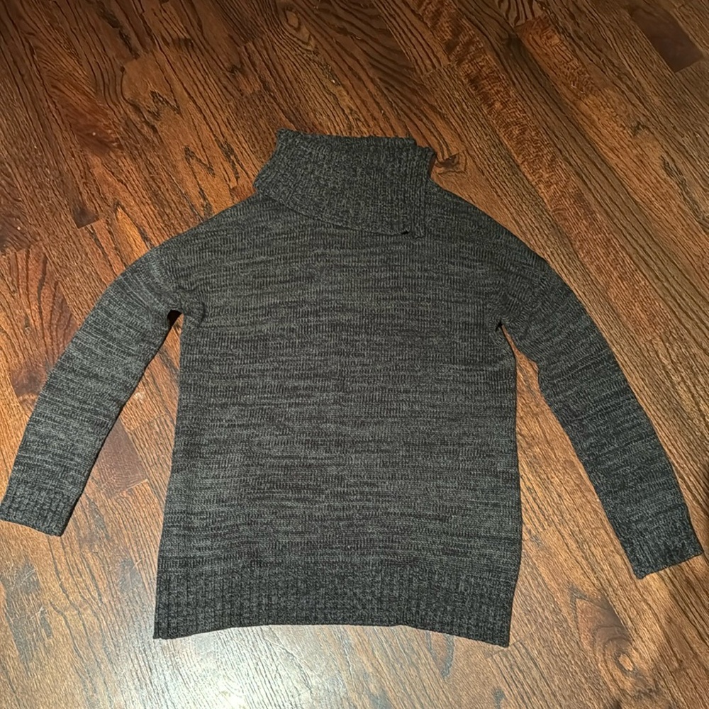 Super soft matty m cotton viscose envelope neck sweater. Charcoal Gray. Small.